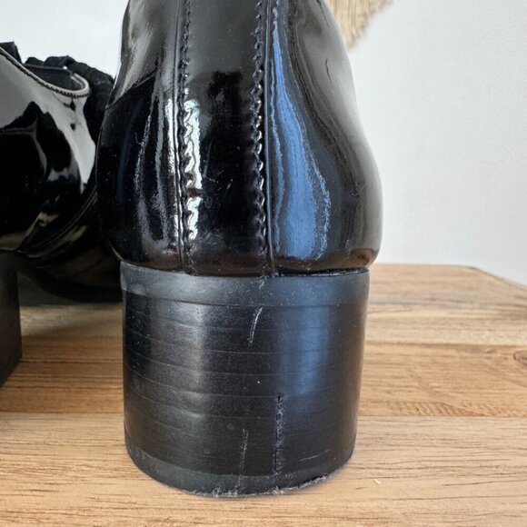 Shellys London Salisbury Black Patent Leather Fringe Silver Buckle Loafer Size 6 - Picture 15 of 17